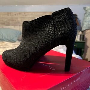Kelly and Katie black heeled booties, size 8.5